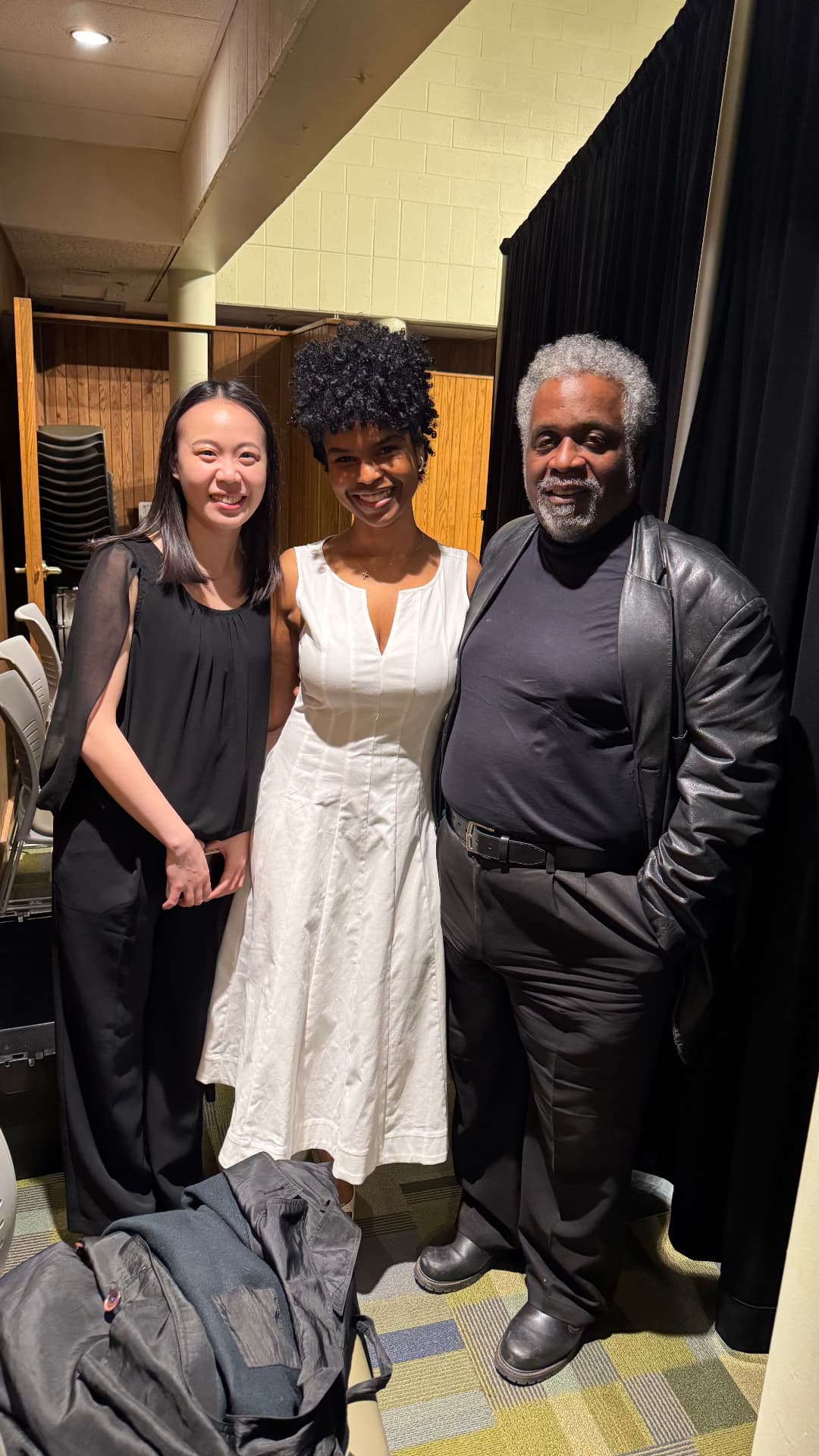 Yi-Hui Chen backstage with two colleagues after a performance